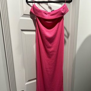 Celeste Ribbed Cutout Strapless Midi Dress